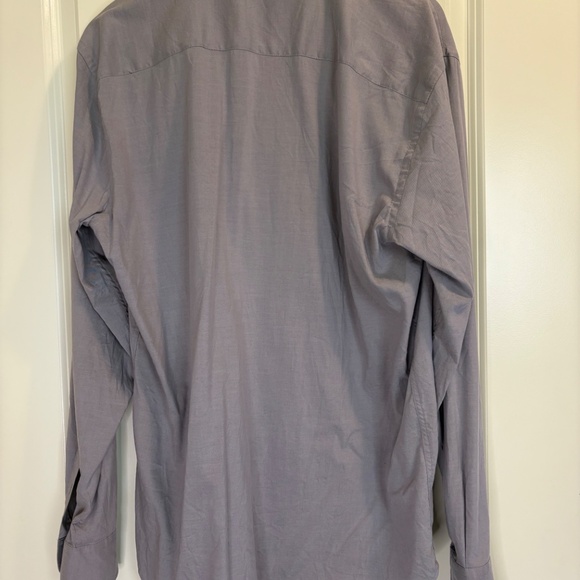 Bugatchi Men's Gray Shaped Fit Button Down Shirt Size Large with Ribbon Detail - Picture 4 of 7
